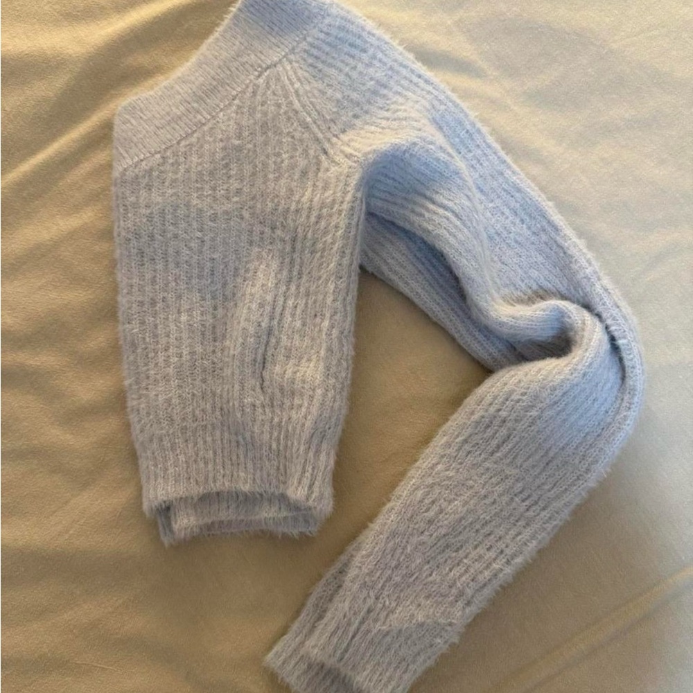 American Eagle Outfitters Light Blue Off-the-Shoulder Sweater